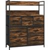 HOMCOM Cassettiera 7 Cassetti Rimovibili con 2 Ripiani Industriale in Legno e Acciaio, 79x29x101 cm, Marrone e Nero