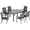 Outsunny Set da Esterno 7pz con Tavolo da Giardino a 2 Sezioni e 6 Sedie Impilabili in Texteline, Grigio | Aosom Italy