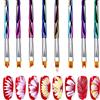 Mwoot Set di 8 pennelli per nail art con sfumatura sfumata, con penna UV per pittura a gel, manico multicolore per manicure, nail art