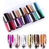 Mwoot 10 rotoli Adesivi per Unghie Stickers, Colore argento oro rosa Nail Art Trasferimento Adesivo Decalcomanie Nail Foil Transfer Stickers Decorazione Fai da Te Arte Unghie