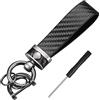 CGEAMDY Portachiavi in silicone Effetto Fibra Di Carbonio, Portachiavi per Auto in Fibra Di Carbonio Di Alta Qualità, Portachiavi Premium per Auto in Pelle Microfibra per Uomo Donna(Nero)