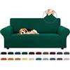 KEKUOU Copridivano elasticizzato Loveseat per divano a 2 cuscini (140-200 cm), protezione per mobili con fondo elastico, per bambini e cani, in jacquard a quadretti piccoli (M, cacciatore)