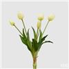 EDG Enzo De Gasperi Bouquet di 5 Tulipani Chiusi Gomma H 40 Cm Bianchi