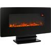 Argo Wave Caminetto Elettrico a Parete 1500W, Cristallo Temperato Nero, 5 Effetti Fiamma LED e Termostato Digitale