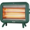 Argo Seventy Green Stufa Elettrica al Quarzo 1000W, Design Vintage Verde Salvia, 2 Potenze â€" Calore Immediato