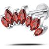 NovaNavel Piercing orecchio corona delux rossa in argento