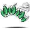 NovaNavel Piercing orecchio corona delux verde in argento