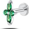 NovaNavel Piercing orecchio/naso/bocca smeraldo verde in argento