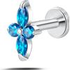 NovaNavel Piercing orecchio/naso/bocca smeraldo blu in argento