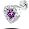 NovaNavel Piercing orecchio/naso cuore innamorato viola in argento