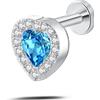 NovaNavel Piercing orecchio/naso cuore innamorato azzurro in argento