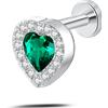 NovaNavel Piercing orecchio/naso cuore innamorato verde in argento