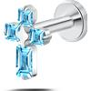 NovaNavel Piercing orecchio/naso/bocca croce gotica azzurra in argento
