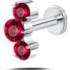 NovaNavel Piercing orecchio/naso/bocca tre diamanti rossi in argento