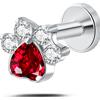 NovaNavel Piercing orecchio/naso/bocca zampa brillante rossa in argento