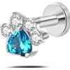 NovaNavel Piercing orecchio/naso/bocca zampa brillante azzurra in argento