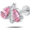 NovaNavel Piercing orecchio/naso ape brillante grande rosa in argento