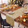 Paoletti Gold Stag Runner Da Tavolo - Lavabile Floreale Festiva Frutta Asciugatura Rapida Decorazione Da Tavolo (Oro - 180x35cm)