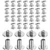 QUARKZMAN 30 Set Chicago Screw M3x8mm 3mm Lunghezza Metalliche Phillips Chiodi Ribattini Bulloni Ribattini Supporti Legatura Viti Per Fai Da Te Cintura Borsa Artigianato Rilegatura, Argento