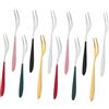 COLLBATH 12 forchette da frutta in acciaio inox, mini forchette da dessert per frutta, snack, antipasti e cupcake, set leggero e compatto per casa, ristorante, feste e banchetti