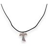 OVUNQUE PROTEGGIMI Collana Croce Tau in Acciaio Inox, Ciondolo San Francesco d'Assisi 2,5x2 cm con Cordino Nero, Confezione Regalo