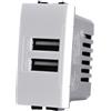 TOT DOPPIA PRESA USB 2A 821B COMPATIBILE BTICINO LIVING INTERNATIONAL E LIGHTBIANCO