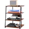 VEVOR Supporto Multimediale AV 4 Livelli con Prese Multiple, Supporto TV Angolare Luci LED, Ripiani in Legno Regolabili in Altezza, Supporto per Lettori DVD Decoder Via Cavo Console di Gioco, Marrone
