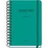 Dohe - Agenda scolastica 2025 2026 - settimanale, formato A5 (15 x 21 cm), spagnolo e inglese, chiusura a spirale doppia ed elastica, copertina rigida, 4 pagine di adesivi - colori vivaci verde