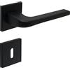 FELGNER Maniglia Cortina per porte interne | maniglia per porta moderna e di alta qualità | ferramenta per porta con rosetta | per porte interne e delle camere | Nero | con 2 chiavi