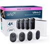 Arlo Ultra 2 Telecamera WiFi Esterno Senza Fili, Telecamera WiFi Interno, 4K UHD, Sirena Allarme Casa, Sensore Di Movimento, Audio Bidirezionale, Prova Arlo Secure Inclusa, 4 Telecamere, Bianche