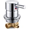 HEHUANG Rubinetto Doccia in Ottone Cromato a Montaggio a Parete - Miscelatore Bagno Incastonato con Controllo Acqua Calda/Fredda (Intubation)