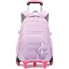 Amythe Zaino Trolley per Ragazza 9-16 Anni, Zaino Bambina Scuola Elementare con Carrello Rimovibile 6 Ruote, 21L Zaini Elementari con Rotelle per Bambine, Viola