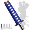 JINGLING Pomello del cambio Samurai Sword Katana Stick manuale AT MT Car Universal Custom Shifter Lever Head con 4 tipi di adattatori (blu e bianco, 20 cm)