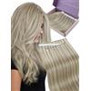 Fshine Extension Capelli Veri Biadesivo Genius PU Lisci Extension Biadesive Capelli Veri Umani Biondo Cenere Chiaro con Balayage Biondo Chiarissimo 55 cm 50 g 1 pc Estensione Biadesive Matrimonio