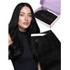 Fshine Extension Capelli Veri Biadesivo Nero Naturale Extension Biadesive Capelli Veri Genius PU Extensions Biadesive Lisci Umani 45 cm 90 g 4 pcs Compleanno Colore 1B