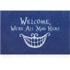 AOAOPQ Grande Zerbino 120 x 45 cm, Antiscivolo, Per Interni, Divertente, Con Scritta 'We're All Mad Here', Blu