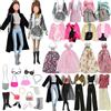 WanderGo Set di 24 accessori per vestiti per bambole, 29 cm, con gonna pied de poule, cappotto nero e giacca a vento, scarpe, borse, gioielli per ragazze alla moda, stili dolci ed eleganti