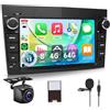 Hodozzy 【8 Core 4+64G】Hodozzy Carplay Autoradio per Opel Astra Antara Vectra Corsa Zafira Meriva Vivaro Combo, 7 Pollice Android Autoradio con Android Auto/WiFi/GPS/RDS/FM/Bluetooth/USB/DSP, Nero