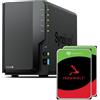 Synology DS225+ DiskStation NAS a 2 alloggiamenti (Intel Celeron J4125 Quad-Core, 2 GB Non-ECC DDR4 SODIMM 1 x 2,5 GbE e 1 x 1 GbE RJ-45 LAN-Port) Pacchetto da 8 TB con 2 unità Seagate IronWolf da 4