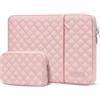 MOSISO Laptop Custodia 13,3 Pollici,Borsa PC 13-14 Pollici Compatibile con MacBook Air/Pro 13/Pro 14,HP Dell ASUS Notebook,Trapuntato Verticale Borsa con Tasca&Piccolo Case,Gesso Rosa