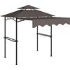 Outsunny Gazebo per barbecue 242x149x248 cm impermeabile ignifugo Gazebo da giardino con tetto a doppio strato Caffè