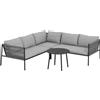 Outsunny Salotto da Giardino in Rattan con Divano Angolare Modulabile, Tavolino da Caffè e Cuscini, Grigio