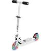 Zinc Monopattino pieghevole a due ruote - bianco, ruote LED illuminate, tavola antiscivolo, impugnature morbide, altezza regolabile, scooter per bambini 3+
