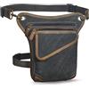 Le'aokuu da uomo in tela e vera pelle moto da viaggio impermeabile marsupio Messenger Leg Bag 211-3 (Nero)