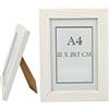 Etrexonline Cornice Foto Bianca A4 21x29.7cm con Pannello in Vetro, Cornice Legno Foto per Tavolo e Parete