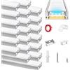 HOMMAND Profilo Alluminio per Strisce LED, 20 x 1m Profili LED Forma a U, Canalina LED e Diffusore Striscia LED, con Connettore Angolare, Nastro Adesivo, Tappi di Chiusura e Clip di Montaggio