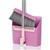 JOYMOOP set scopa e paletta, paletta e spazzola con manico lungo, scopa senza bisogno di piegarsi per uso interno ed esterno, rosa pastello e rosa sakura