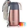 Milu Thermo per Alimenti 650 ml Contenitore Termico di Acciaio Inossidabile, Isotermico Sottovuoto per Cibi Caldi e Freddi (Oro rosa, 650ml)
