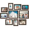 Americanflat Set Cornici Foto da Parete e da Tavolo Effetto Legno di Noce, 10 Pezzi - Due da 20x25 cm, Quattro da 13x18 cm e Quattro Cornici 10x15 cm - Composizione Portafoto con Vetro Infrangibile