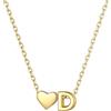ChicSilver Collana Argento 925 Donna, Collana Donna Oro Cuore con Iniziale Lettera D Lunga 41+5CM, Ciondolo Lettera Ragazza Amicizia Idee Regalo per Compleanno Anniversario Natale